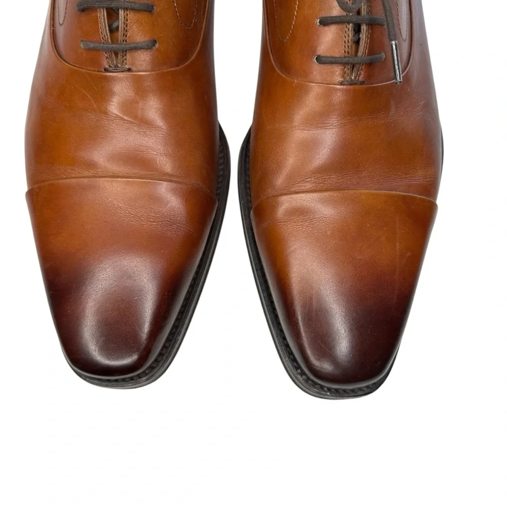 Magnanni Men's Saffron Oxford Cap Toe Dress Shoe Tan Brown Leather 11.5